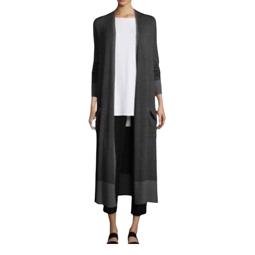 Eileen Fisher Open Front Italian Duster Long Cardigan Sweater XXS NWOT $349